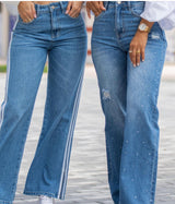 Rhinestone Wide-Leg Jeans